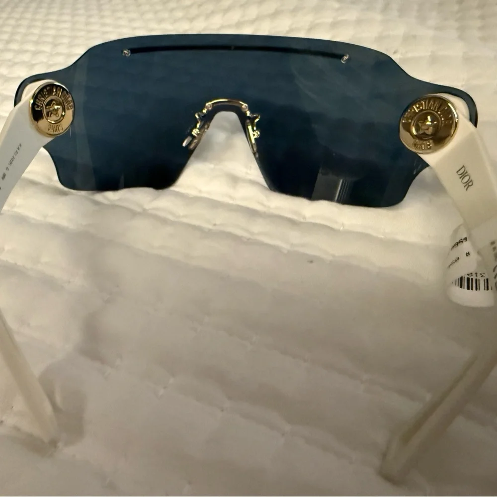 Dior Shield Sunglasses Dark Blue Lens with Gold Emblem - Picture 3 of 8